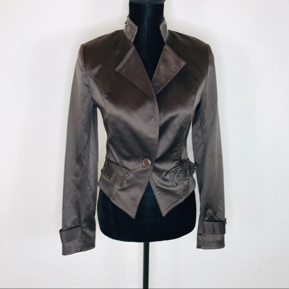 Brown Shiny Crop Jacket Blazer Size Small